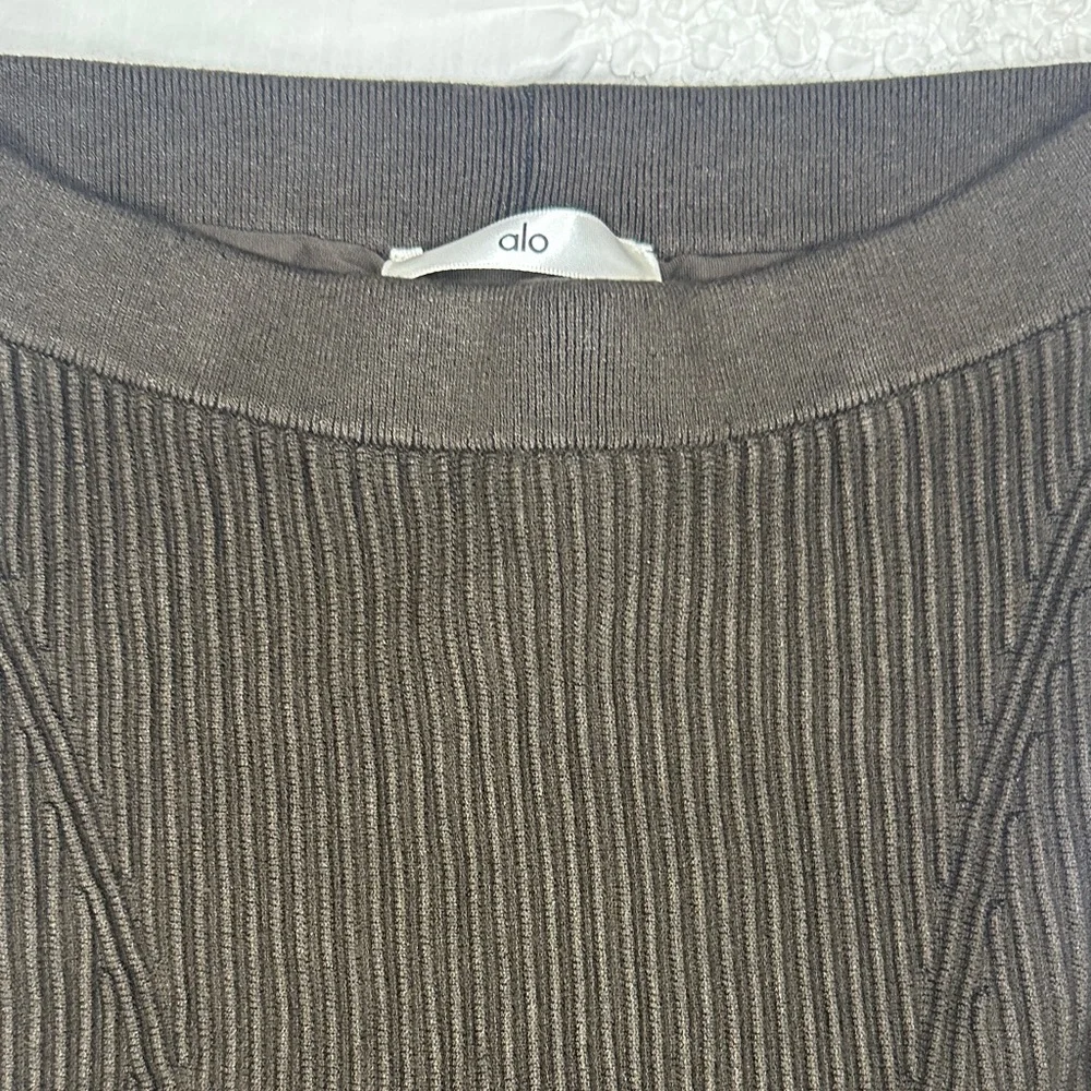 ALO Yoga Denim Knit High Waist Skirt Espresso/Black